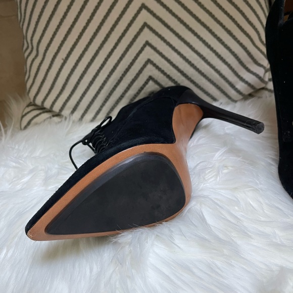 L.A.M.B Isabella Black Suede Leather Stiletto Booties - Picture 5 of 14